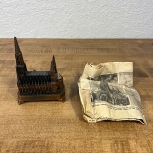 Vintage German Ulm Munster Building Souvenir Trinket Box & Newspaper - READ DESC